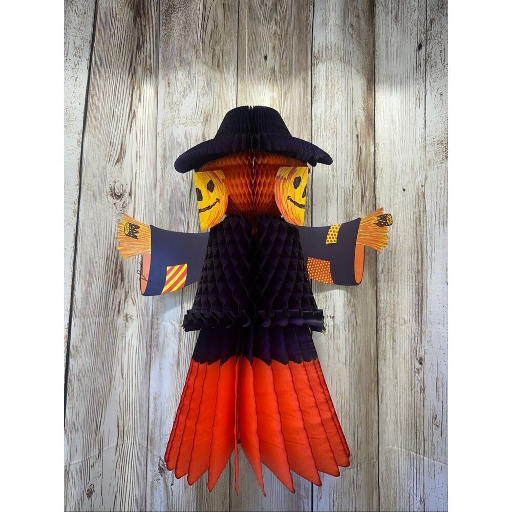 VTG Danish Amscan Honeycomb Scarecrow Halloween Decor 20” Denmark Hanging Decor